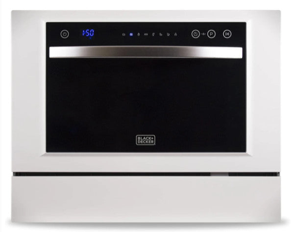 BLACK+DECKER BCD6W Compact Countertop Dishwasher, 6 Place Settings, White (6817007993015)